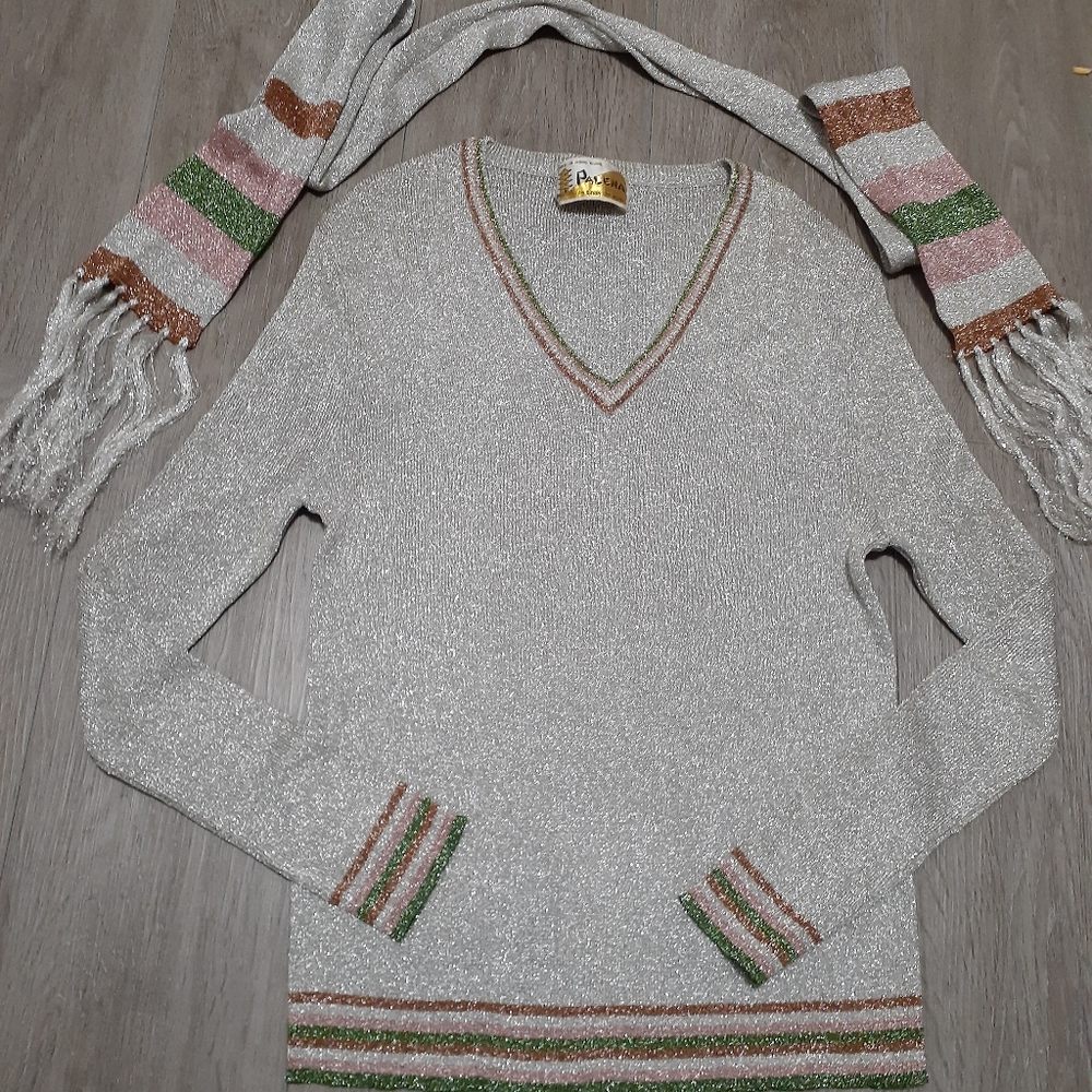 Palena Shirt-Scarf Set Vintage 70's Metalic